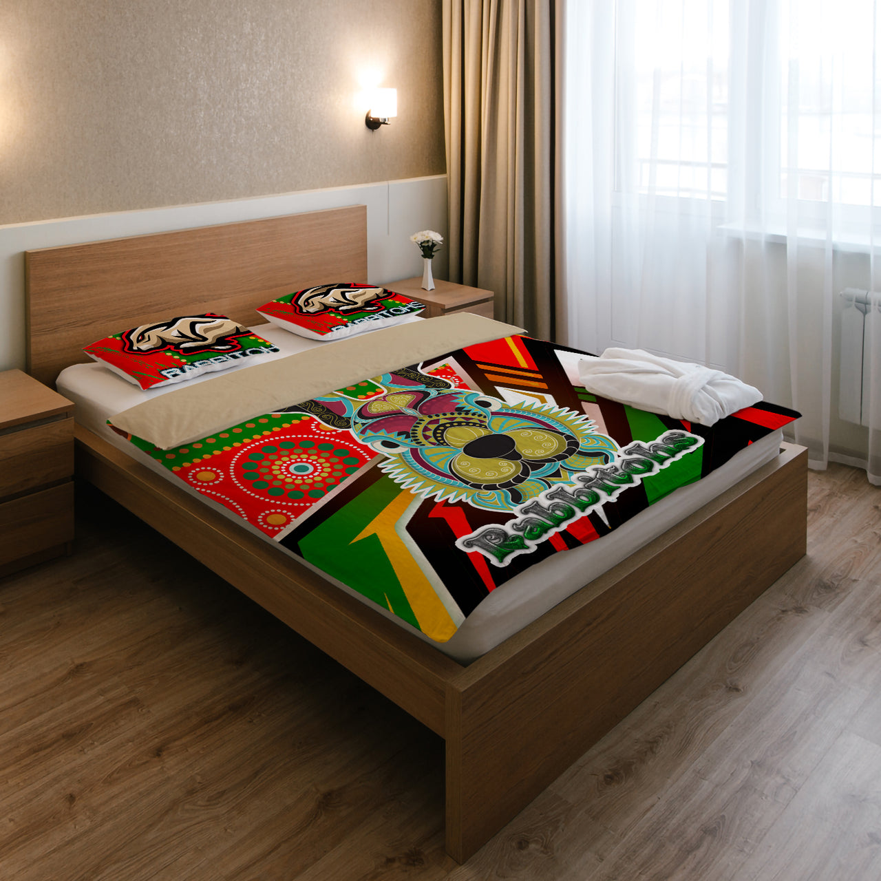 Rabbitohs Rugby Bedding Set - Indigenous Rabbitohs Soul RLT13 - Vibe Hoodie Shop