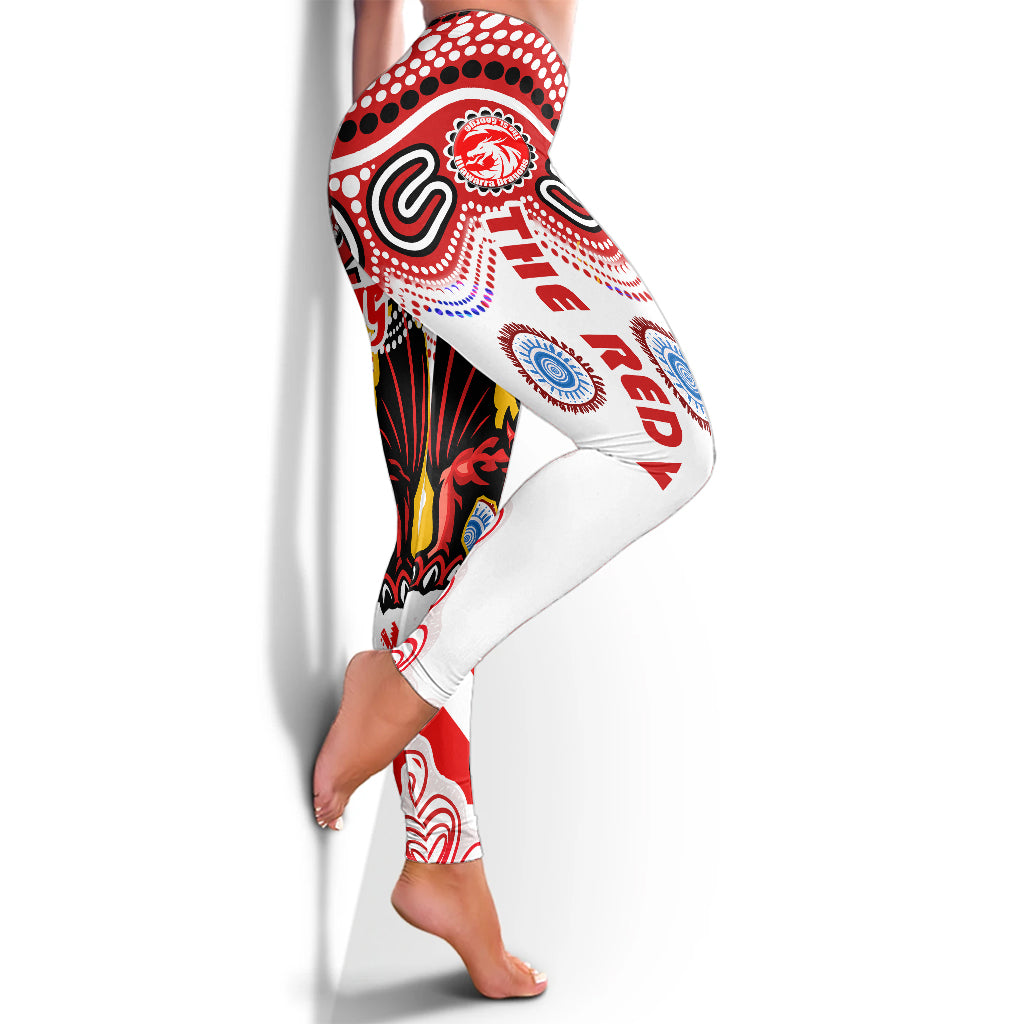 St. George Rugby Indigenous Leggings - The RED V With Aboriginal And Torres Strait Islander Culture Leggings - Vibe Hoodie Shop