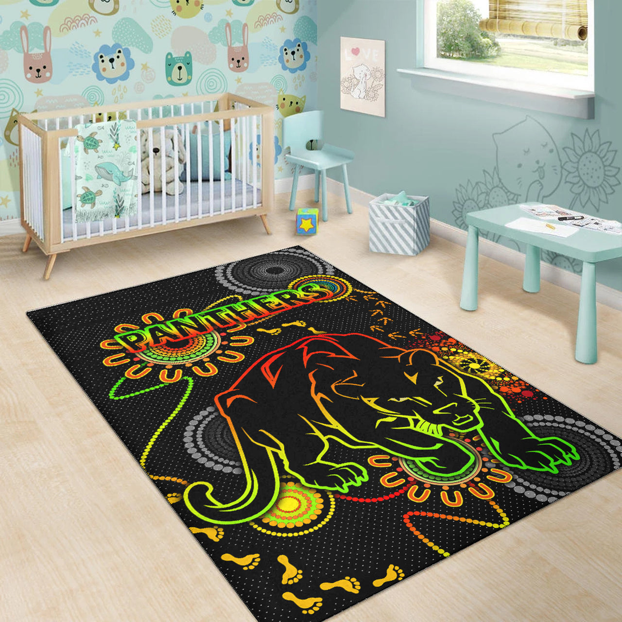 Panthers Rugby Area Rug - Custom Indigenous Black Panthers Area Rug RLT13 - Vibe Hoodie Shop