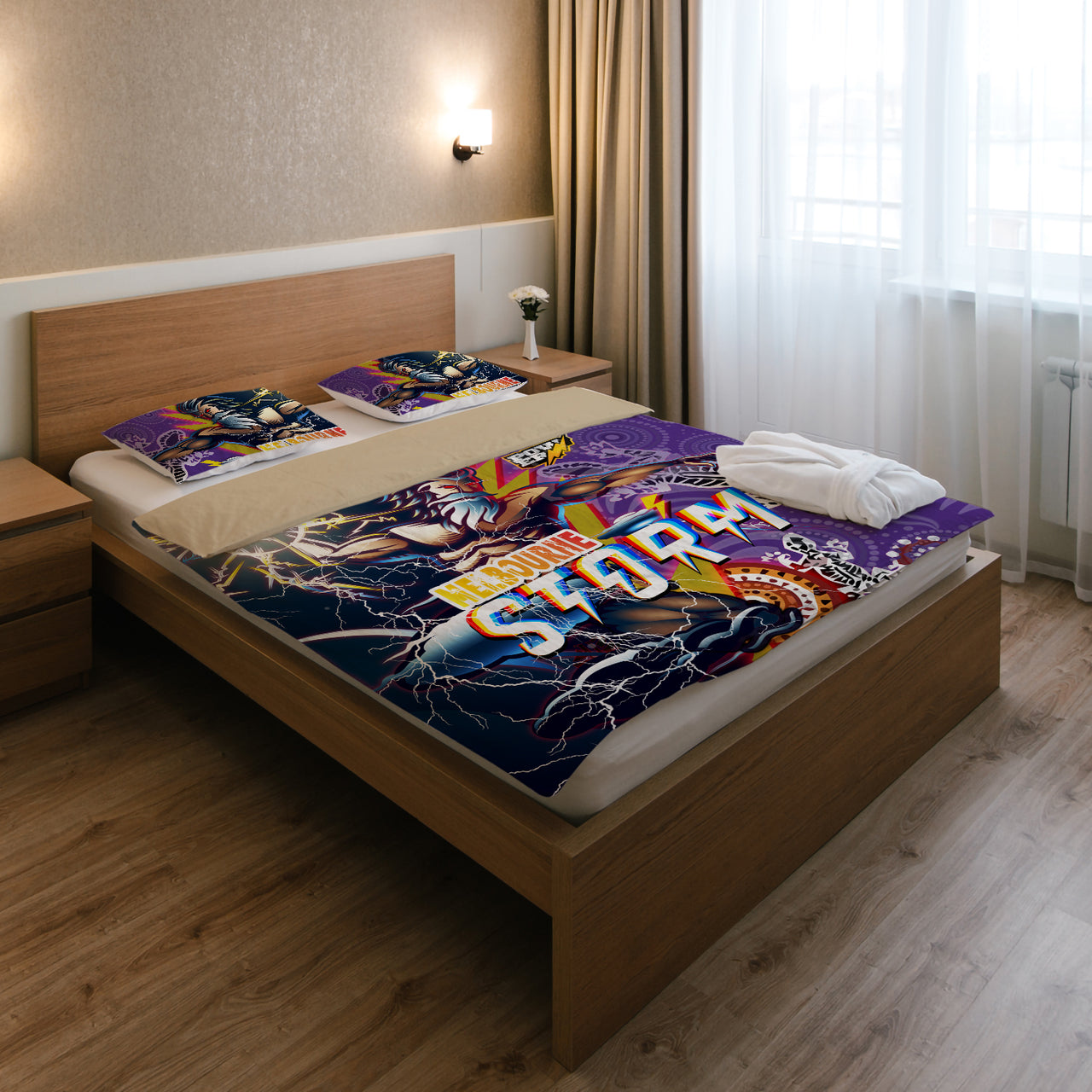 Storm Aboriginal Rugby Bedding Set - Super Storm Thunder Power RLT13 - Vibe Hoodie Shop