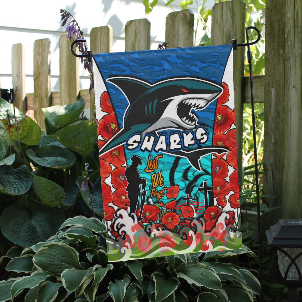 Sharks Rugby Flag - Sharks Lest We Forget And Poppies Flag - Vibe Hoodie Shop