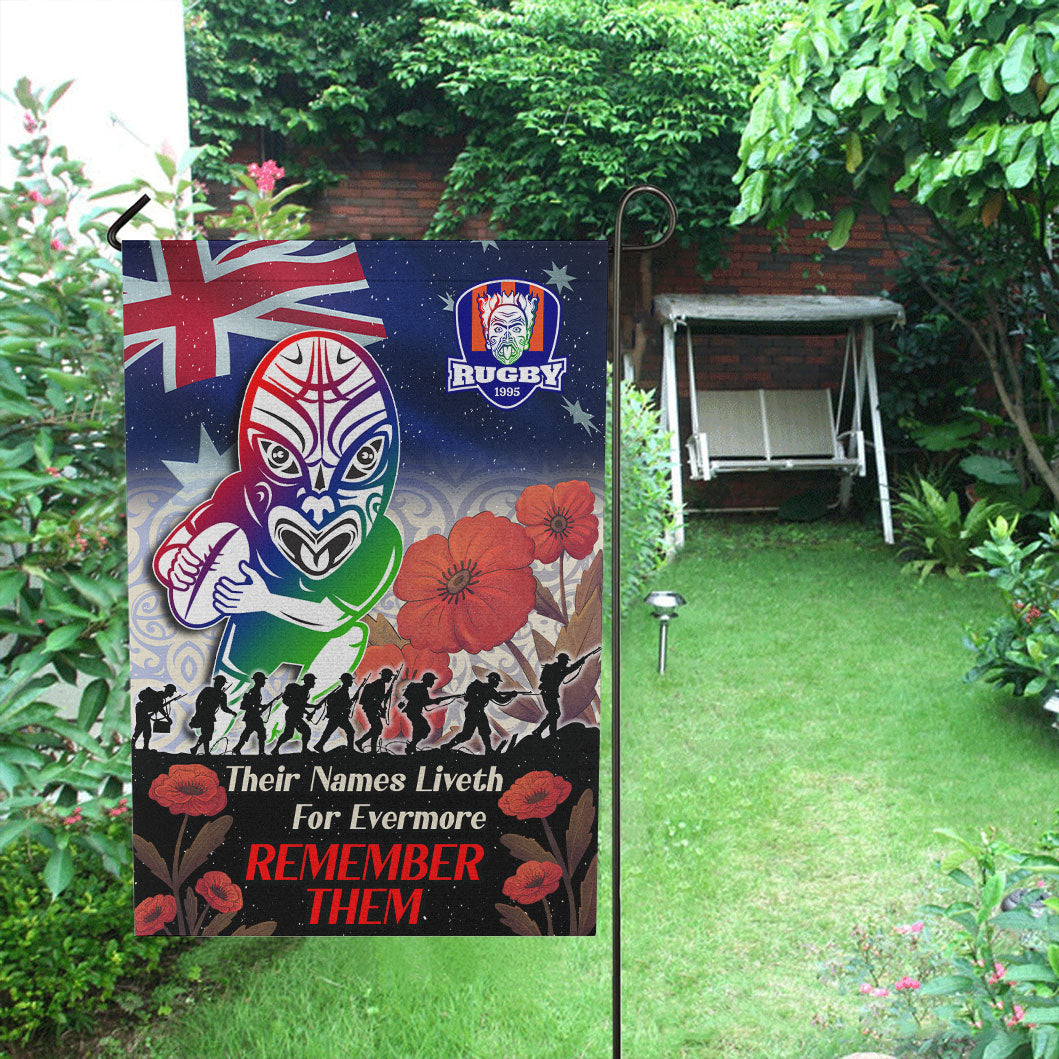 Warriors Rugby Flag - REMEMBER THEM Red Poppy Flowers Flag - Vibe Hoodie Shop