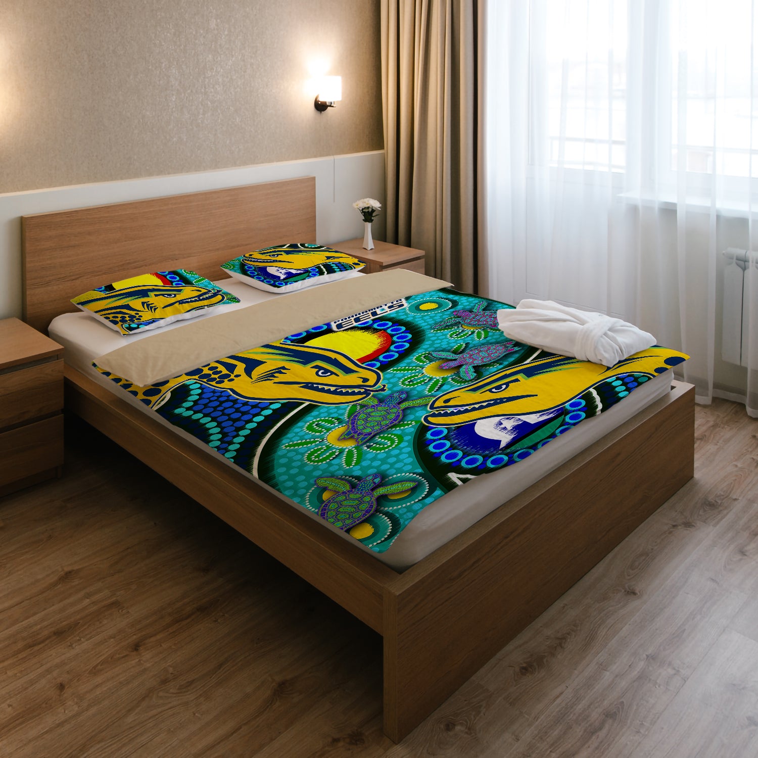 Eels Rugby Bedding Set - Custom Indigenous Eels With Aboriginal and Torres Strait Islander Flag - Vibe Hoodie Shop