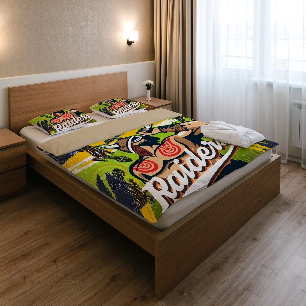 Raiders 2022 Custom Aboriginal Bedding Set - The Indigenous Viking Soul RLT13 - Vibe Hoodie Shop