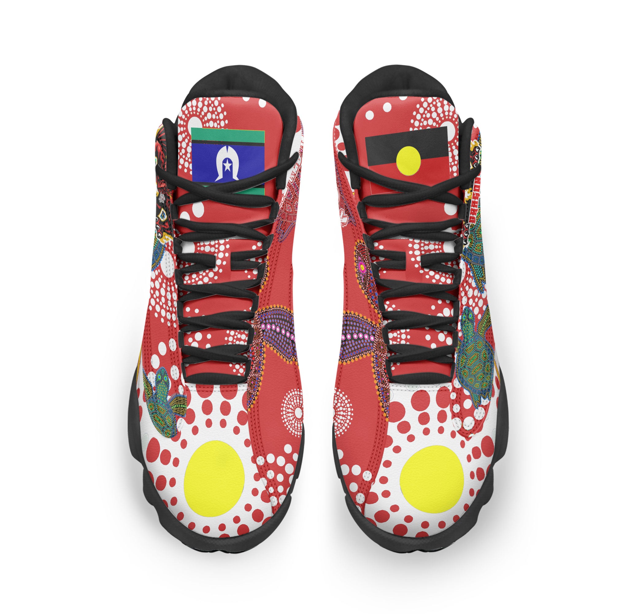 St. George Rugby High Top Basketball Shoes J13 - Custom The RED V With Aboriginal And Torres Strait Islander Culture Sneakers J13 - Vibe Hoodie Shop