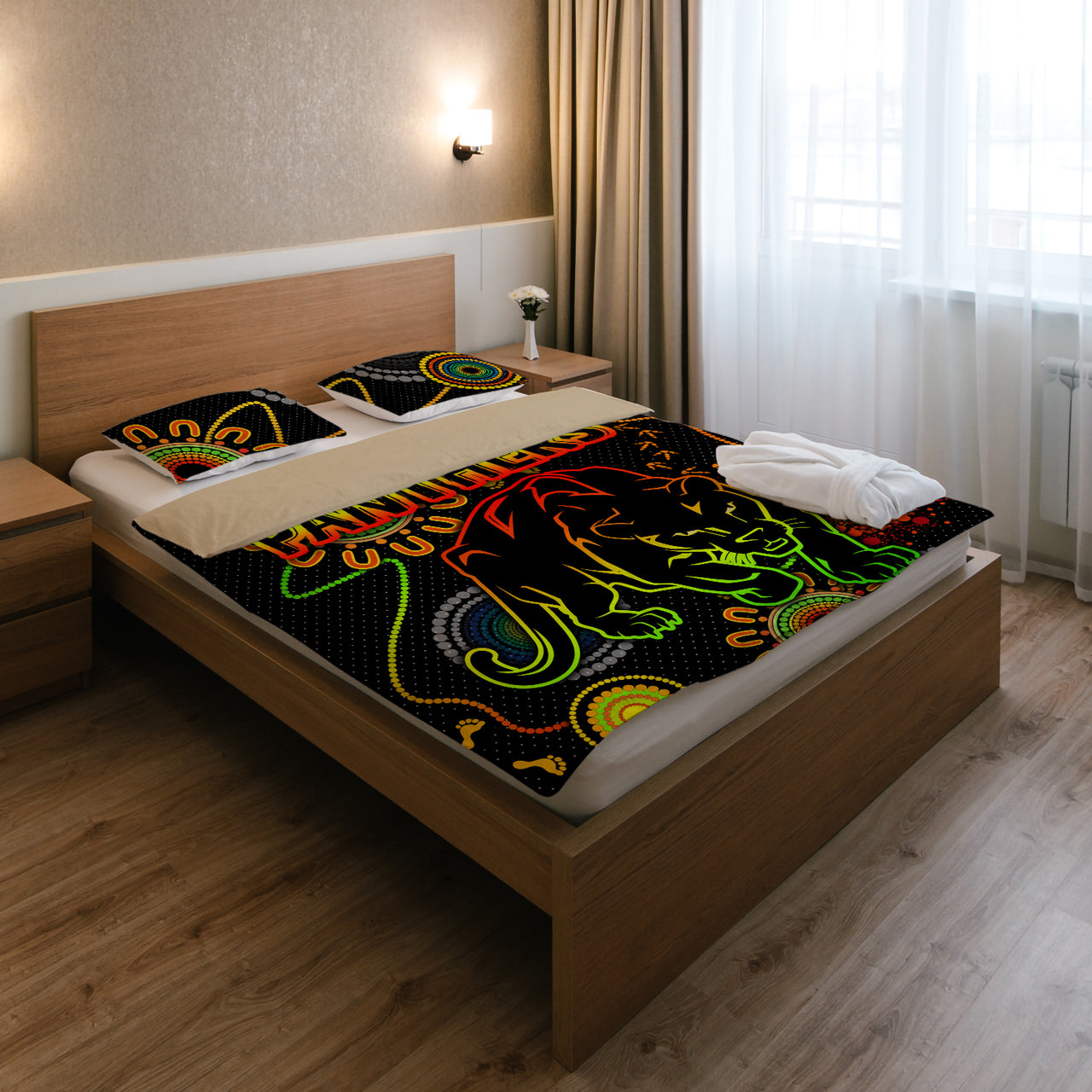 Panthers Rugby Bedding Set - Custom Indigenous Black Panthers Bedding Set RLT13 - Vibe Hoodie Shop