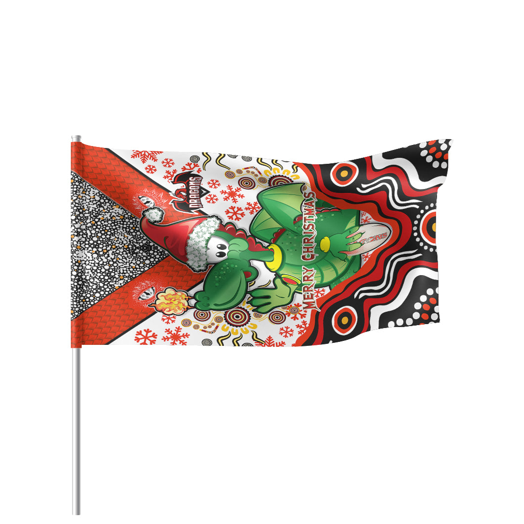 St. George Rugby Christmas Flag - Custom Christmas Green Dragons Indigenous Flag - Vibe Hoodie Shop