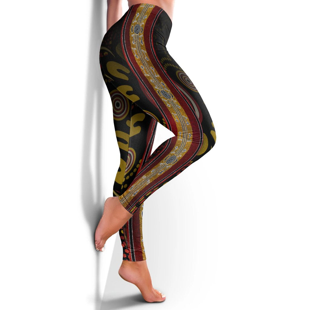 Leggings - Aboriginal Dot Panting Art Stripe Lines - Vibe Hoodie Shop