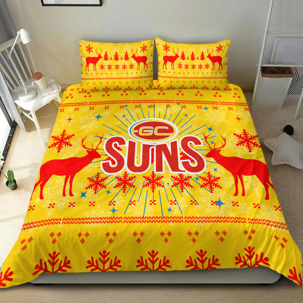 Gold Coast Suns Bedding Set - Christmas Ugly Style - - Vibe Hoodie Shop