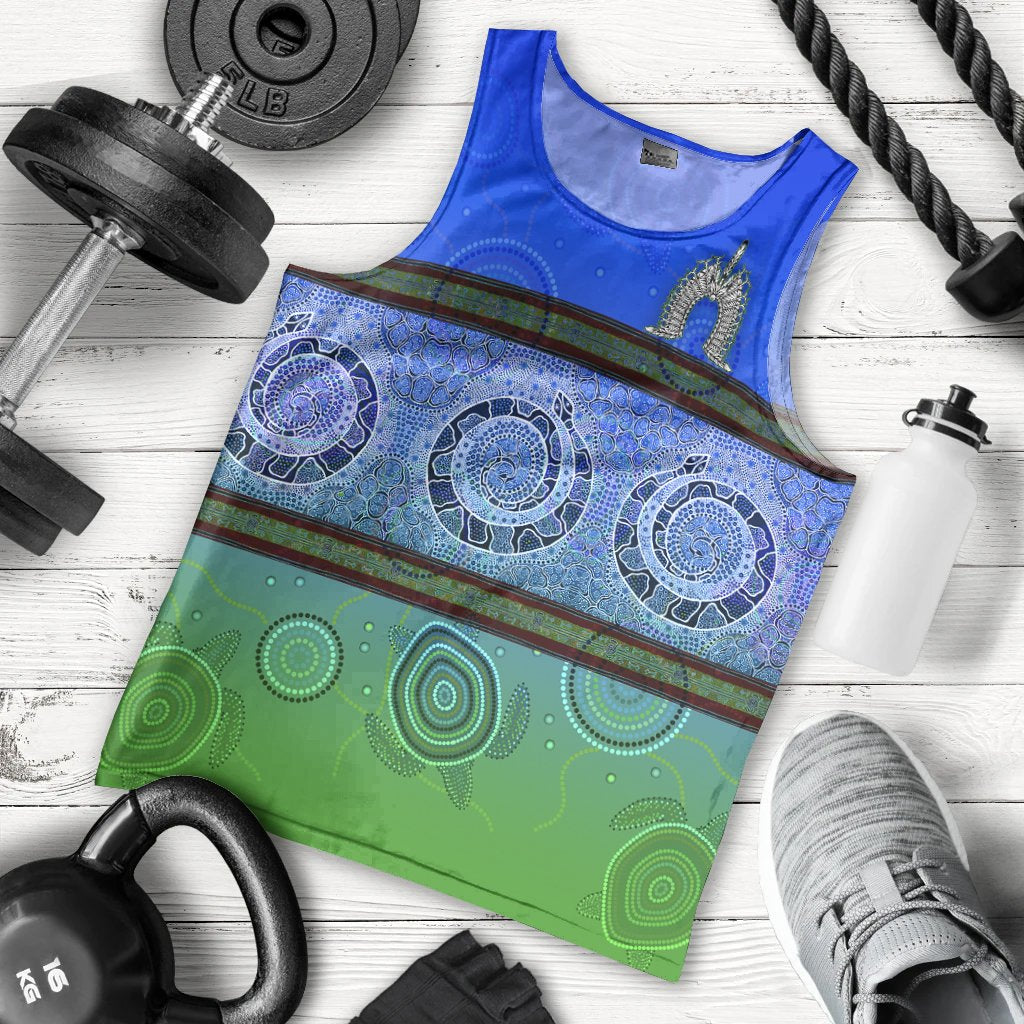 Men Tank Top - Turtle With Dhari Mask Snake Patterns - Vibe Hoodie Shop