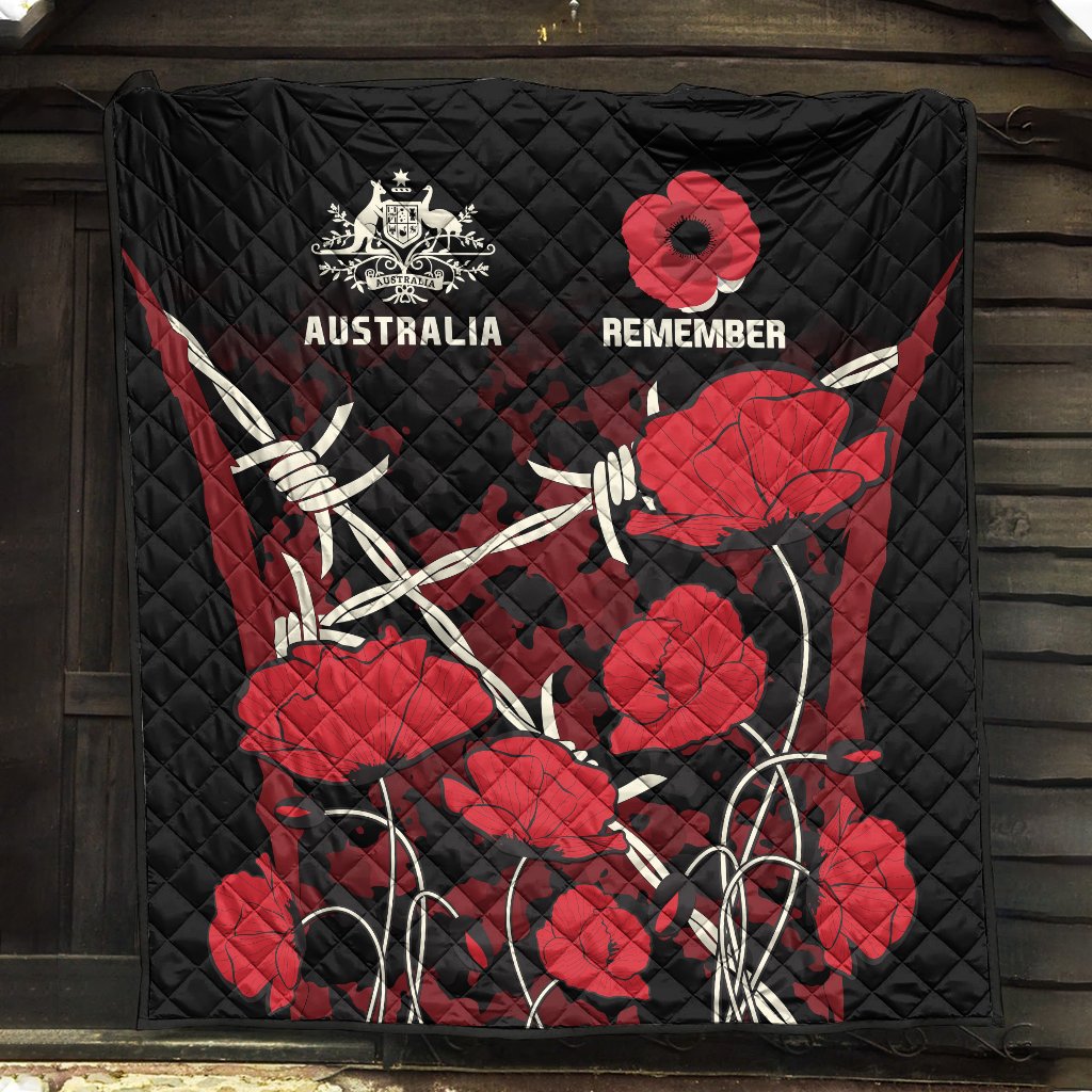 ANZAC Premium Quilt - ANZAC with Remembrance Poppy Flower - Vibe Hoodie Shop