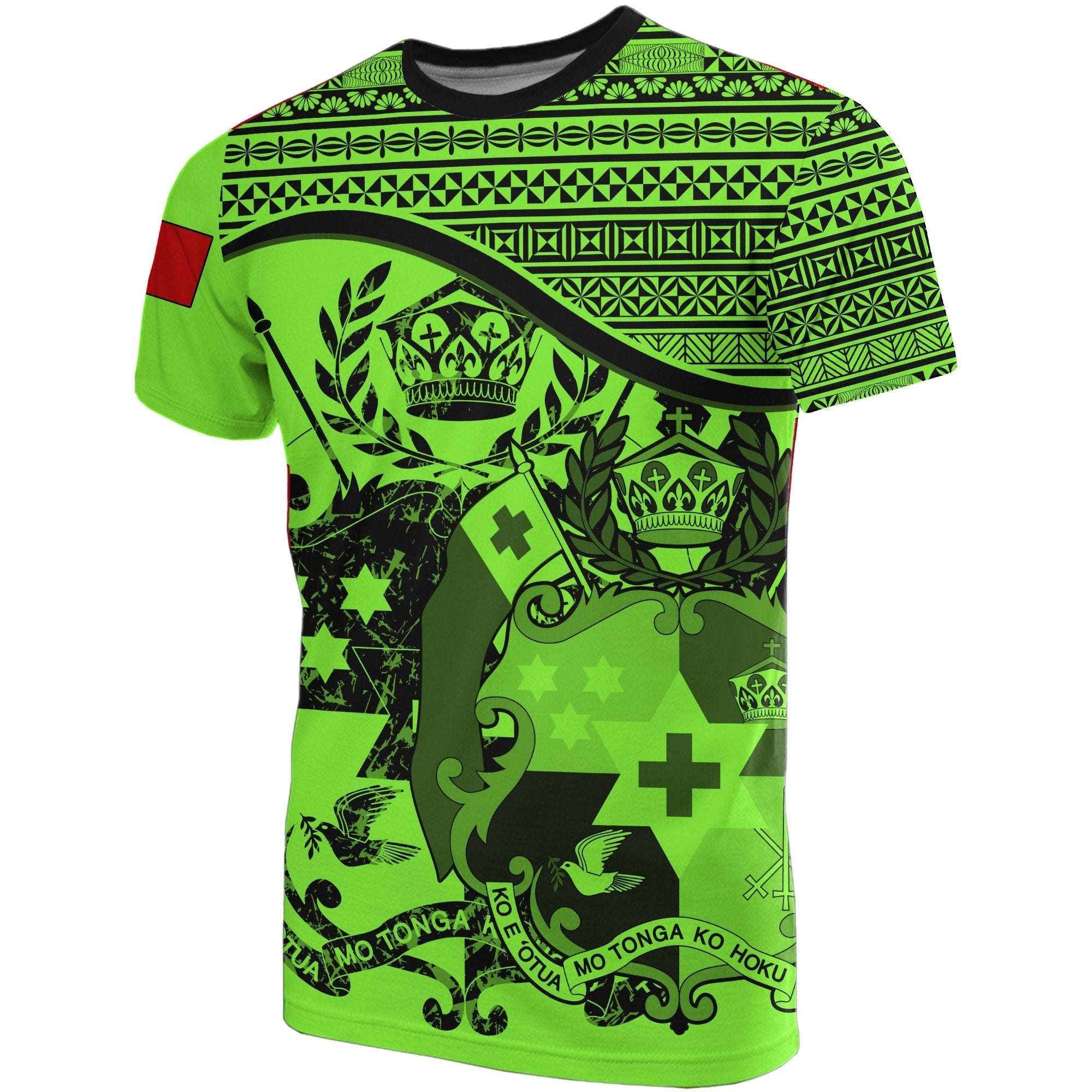 Tonga Fluo Vert Coat Of Arms T shirt - Vibe Hoodie Shop