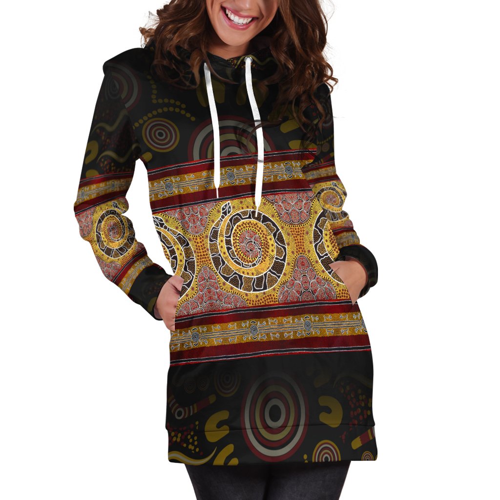 Aboriginal Hoodie Dress - Snake Dot Panting Art - Vibe Hoodie Shop