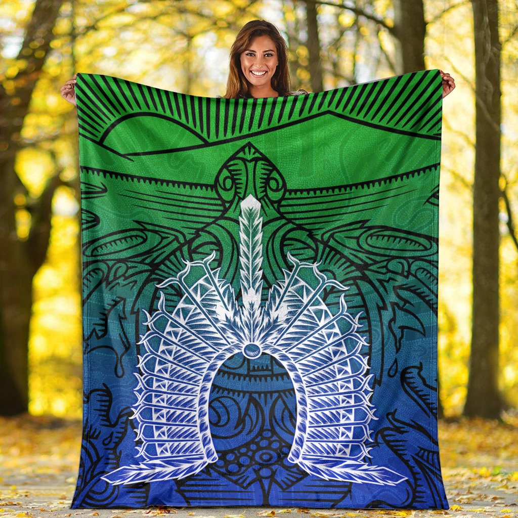 Torres Strait Islanders Premium Blanket - Turtle and Dhari Mask - Vibe Hoodie Shop