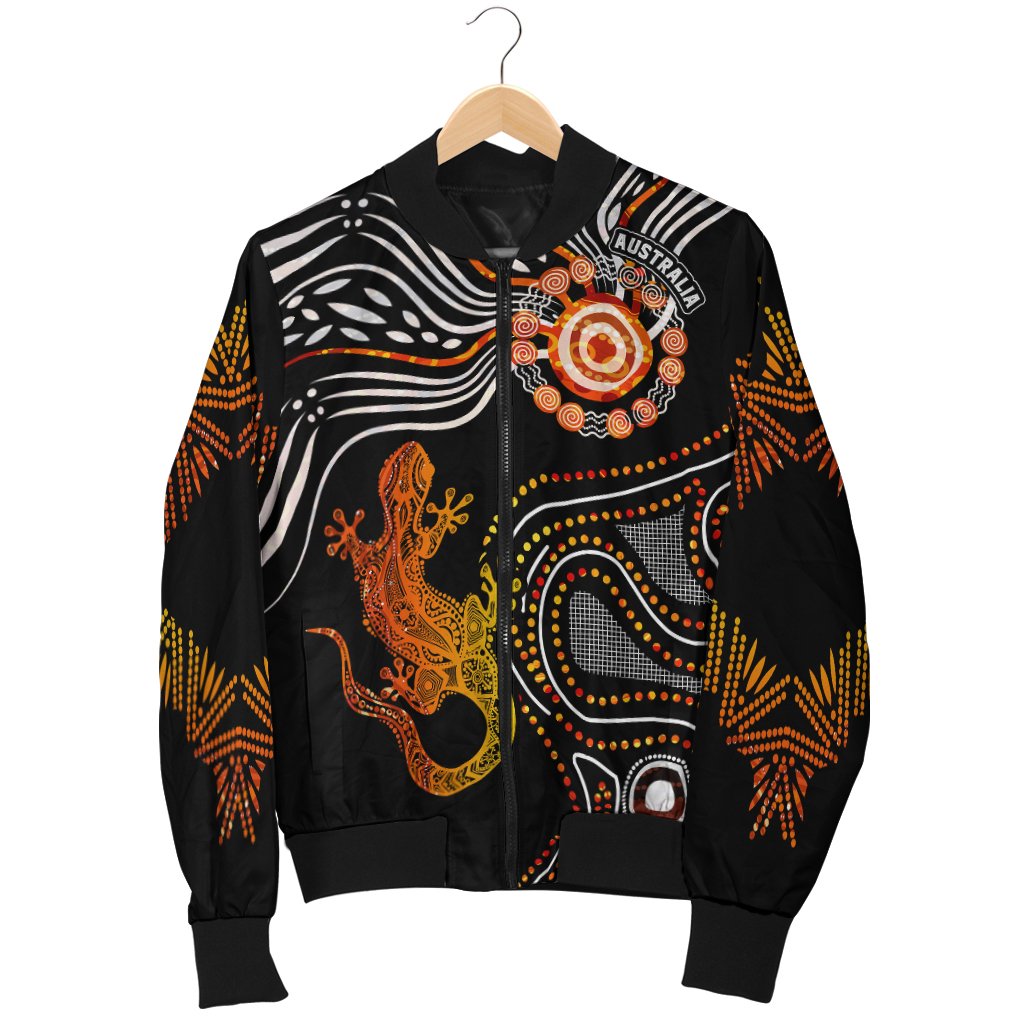 Aboriginal Men's Bomber Jacket - Lizard Sunshine - Vibe Hoodie Shop