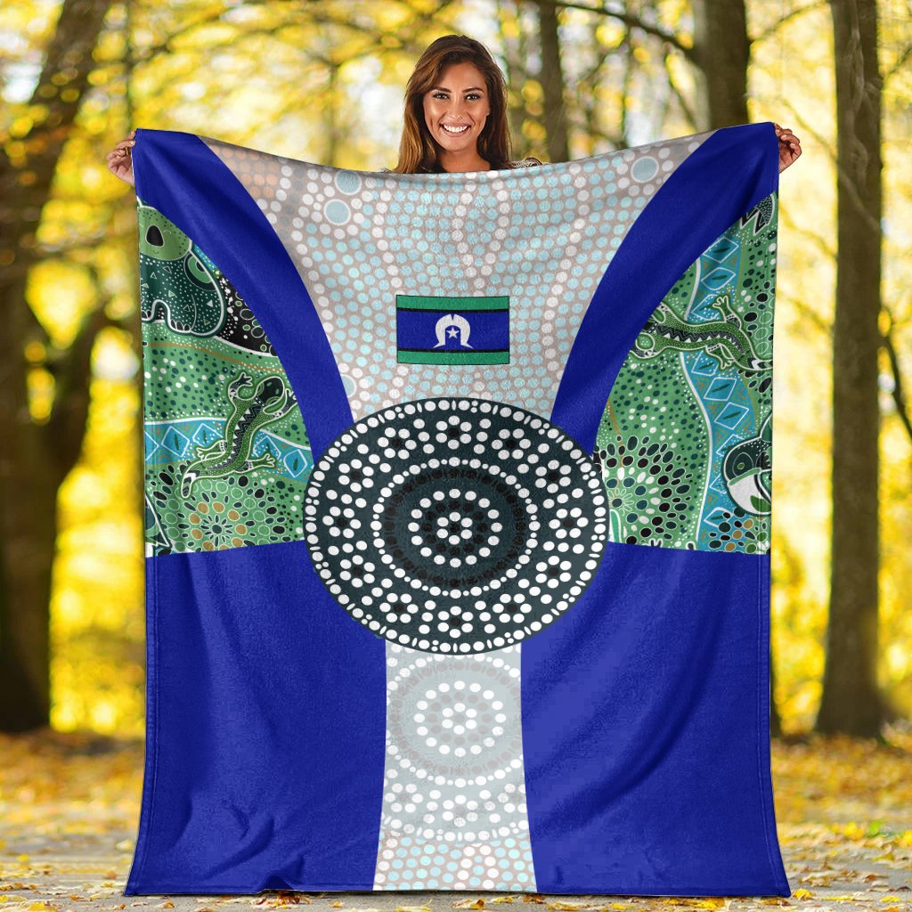 Premium Blanket - Flag of Torres Strait Islanders - Vibe Hoodie Shop