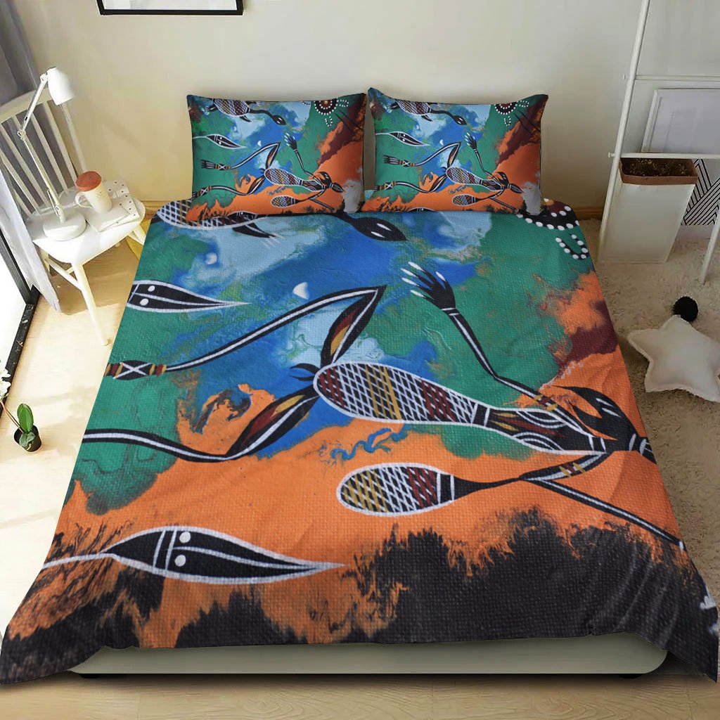 Aboriginal Bedding Set - Aboriginal Dot Art Painting Style - Vibe Hoodie Shop