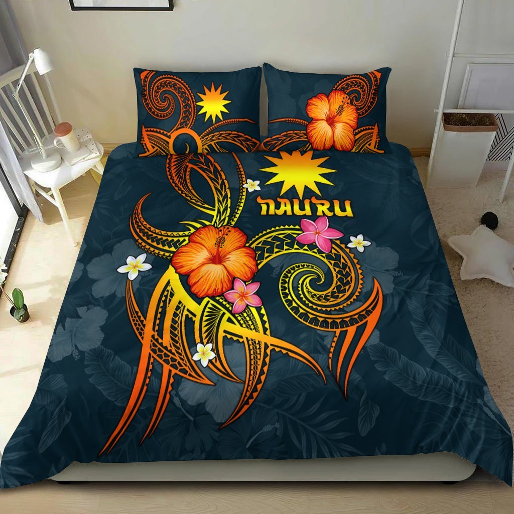 Nauru Polynesian Bedding Set - Legend of Nauru (Blue) - Vibe Hoodie Shop