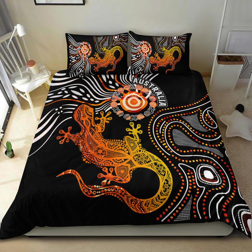 Aboriginal Bedding Set - Lizard Sunshine - Vibe Hoodie Shop