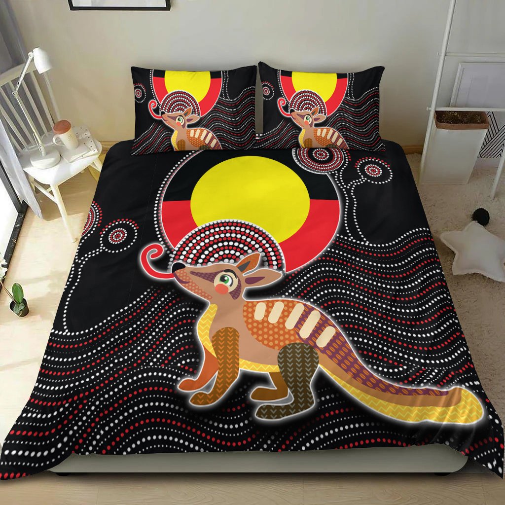 Aboriginal Bedding Set - Numbat with Aboriginal Flag - Vibe Hoodie Shop