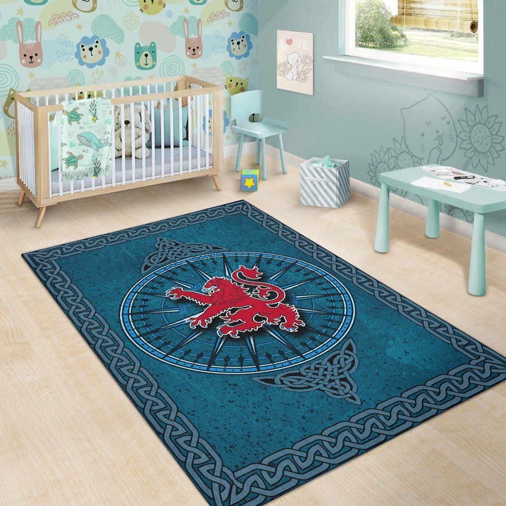 Scotland Celtic Area Rug - Celtic Compass With Scottish Lion - Vibe Hoodie Shop