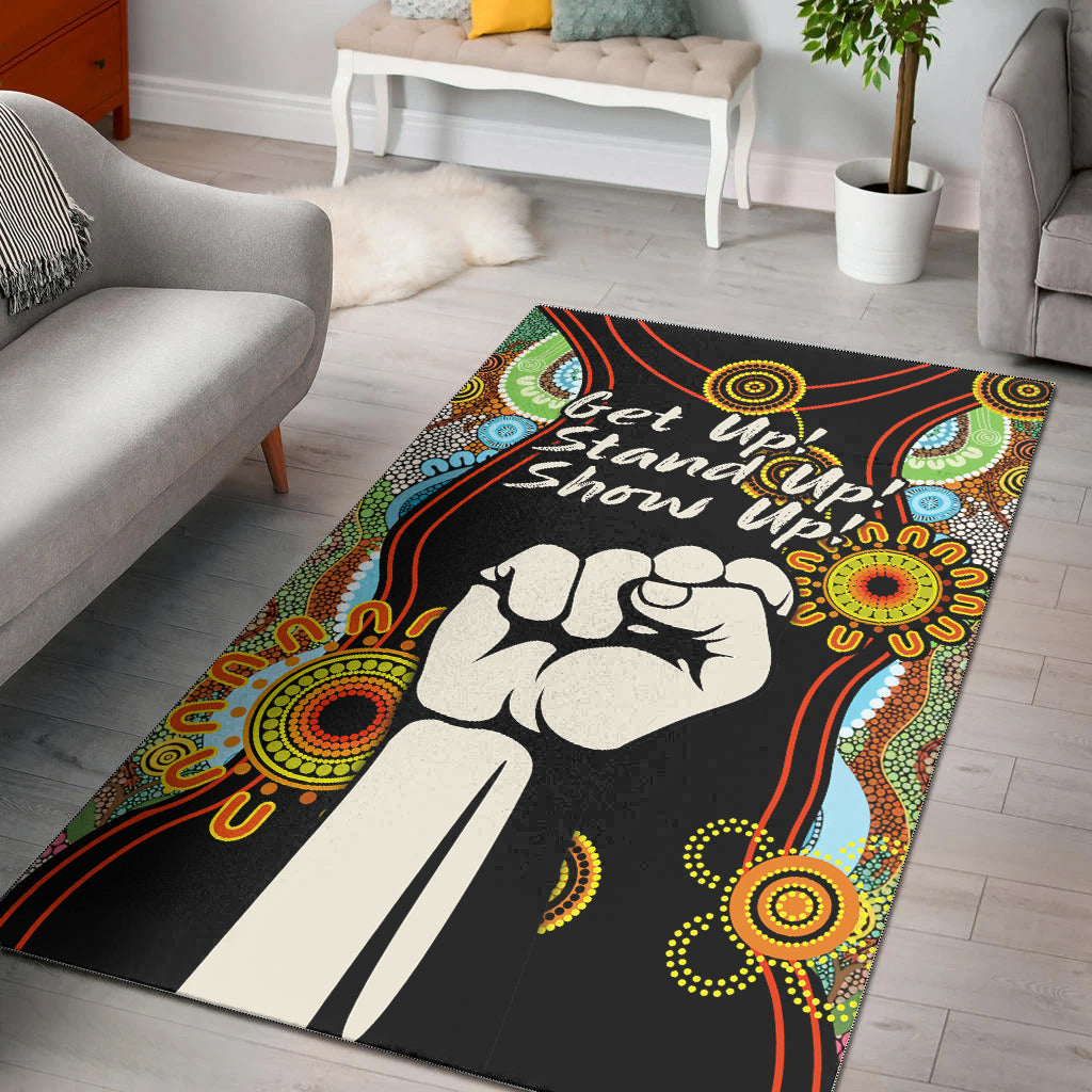 NAIDOC 2022 Area Rug Proud History of Getting Up Standing Up and Showing Up - Vibe Hoodie Shop