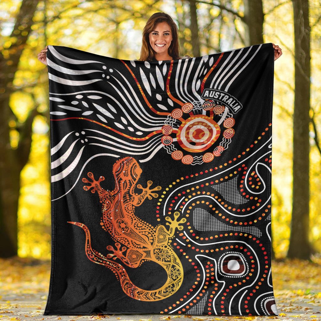 Aboriginal Premium Blanket - Lizard Sunshine - Vibe Hoodie Shop