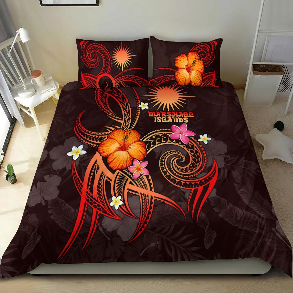 Marshall Islands Polynesian Bedding Set - Legend of Marshall Islands (Red) - Vibe Hoodie Shop
