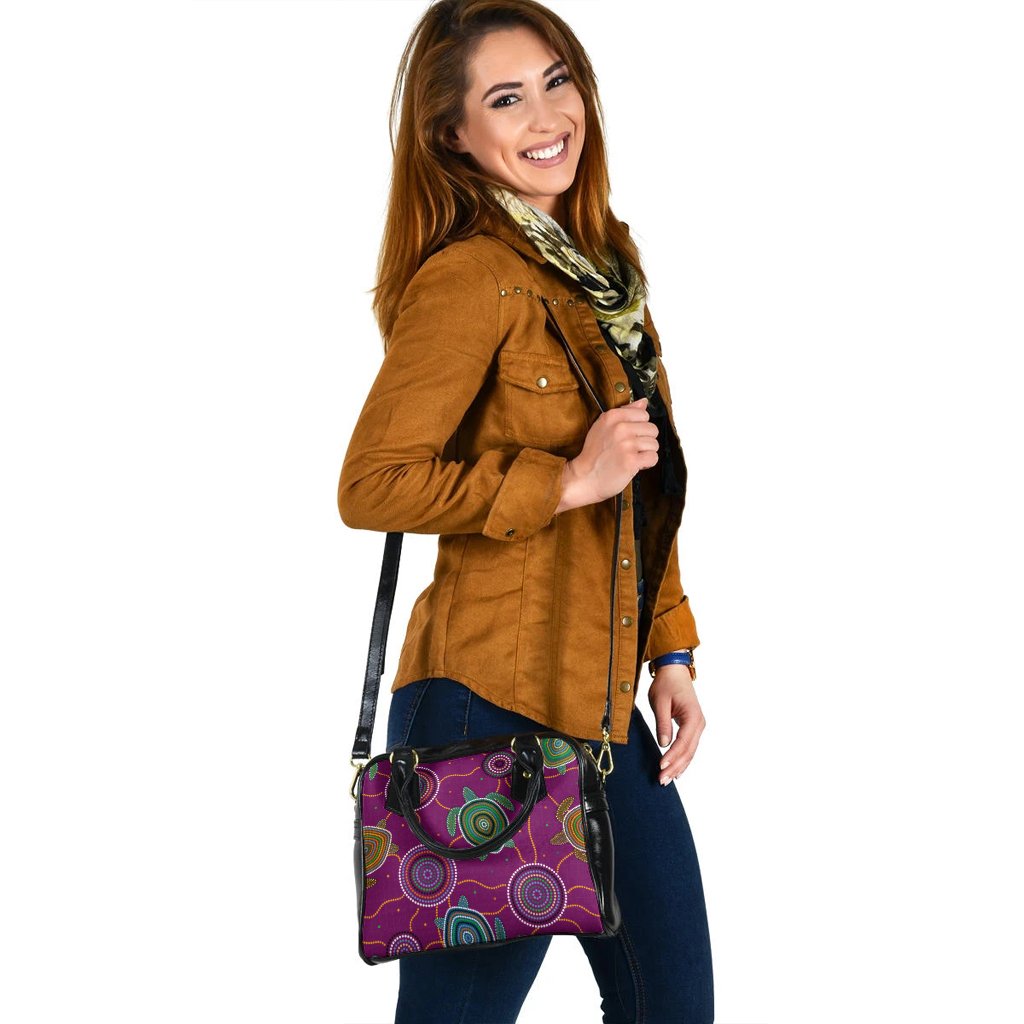 Shoulder HandBag - Aboriginal Turtle Purple Australia Dot Patterns BN17v - Vibe Hoodie Shop