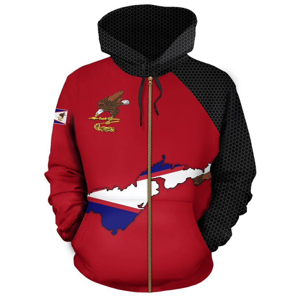 American Samoa Map Zip Hoodie - Vibe Hoodie Shop