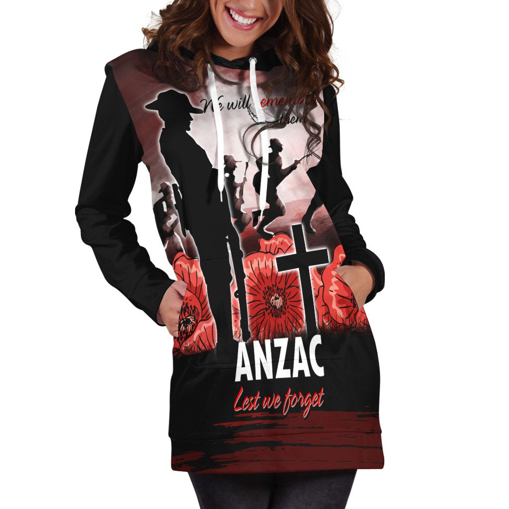 ANZAC Day Hoodie Dress - We Will Remember Them Special Version - Vibe Hoodie Shop