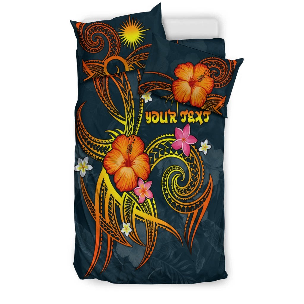 Marshall Islands Polynesian Personalised Bedding Set - Legend of Marshall Islands (Blue) - Vibe Hoodie Shop