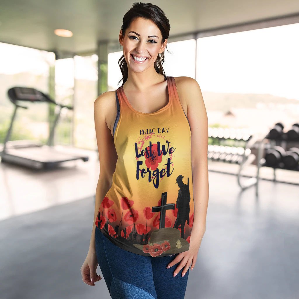 ANZAC Day Woman's Racerback Tank - Lest We Forget - Vibe Hoodie Shop