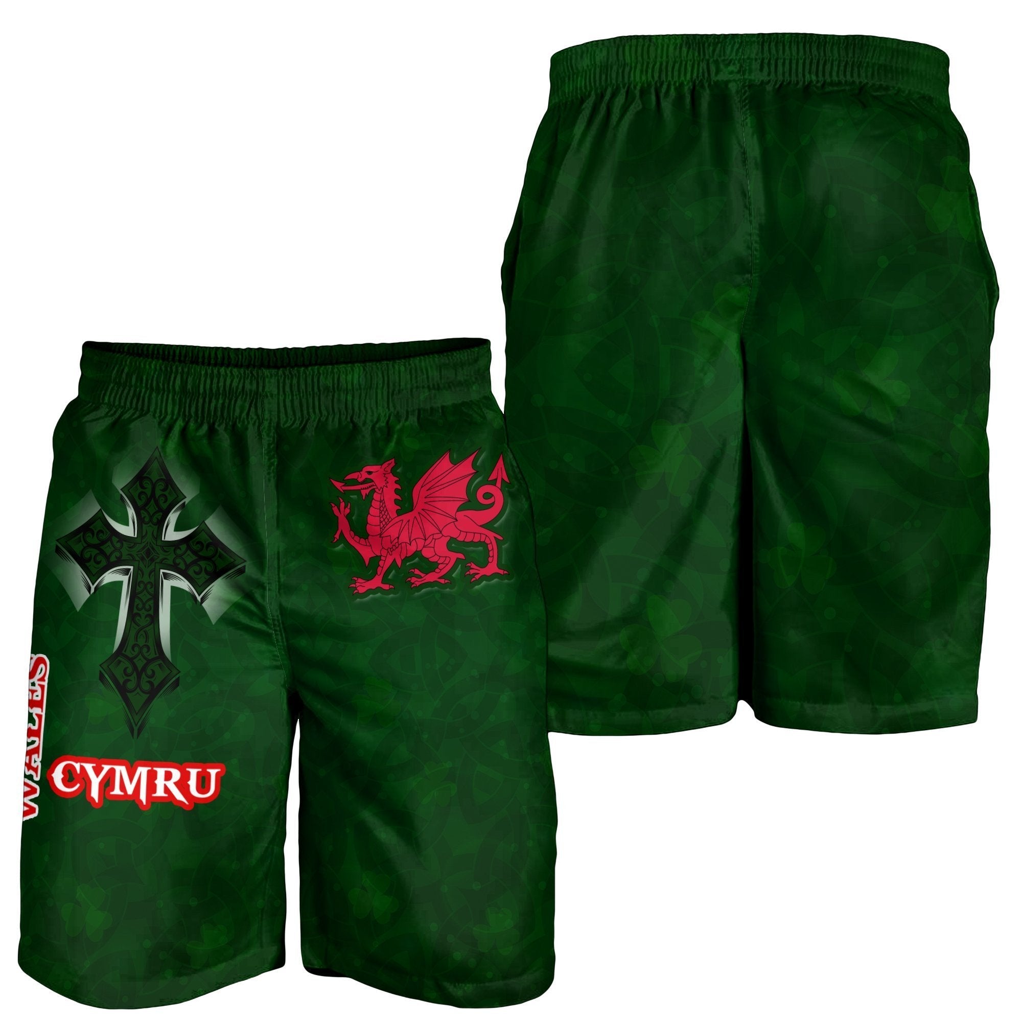 Wales Men's Short - Wales Cymru Celtic Cross - Vibe Hoodie Shop