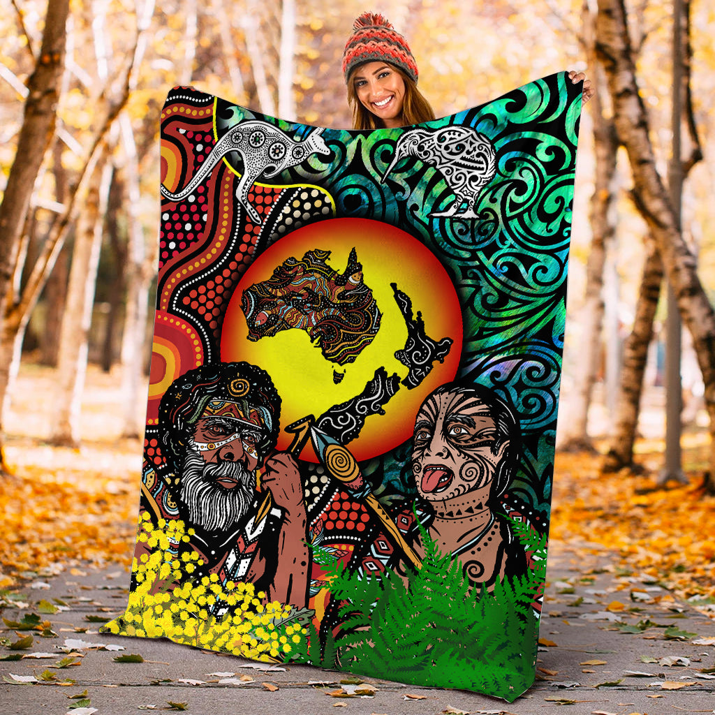 Australia Aboriginal Kangaroo Combine New Zealand Maori Kiwi Bird Blanket - - Vibe Hoodie Shop