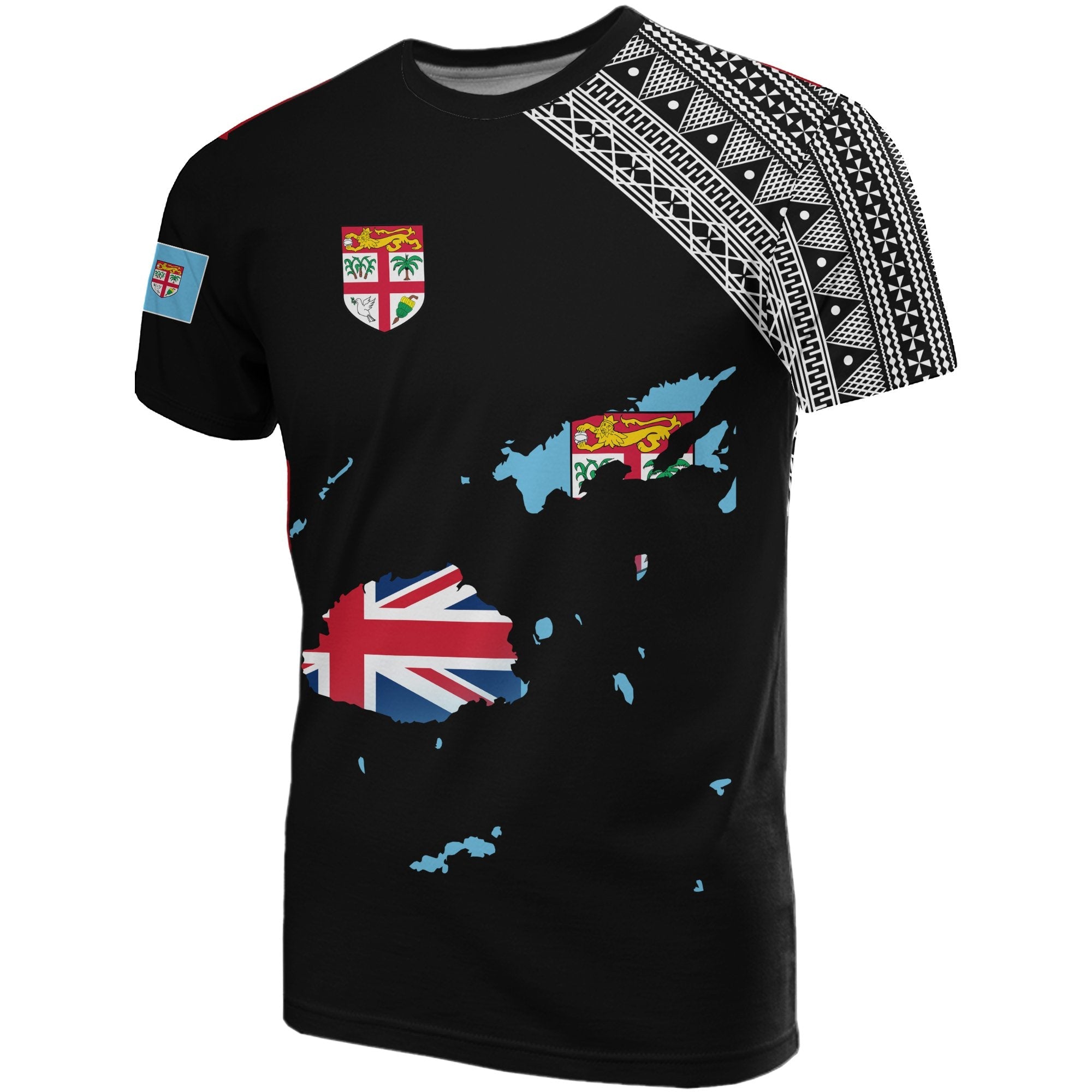 Fiji Map T shirt Black Style 02 - Vibe Hoodie Shop