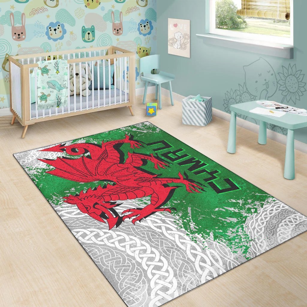 Wales Celtic Area Rug - Grunge Dragon - Vibe Hoodie Shop