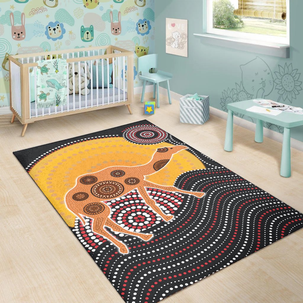 Aboriginal Area Rug - DREAMTIME DROMEDA Aboriginal Style - Vibe Hoodie Shop