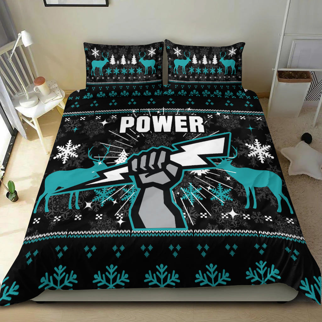 Port Adelaide Bedding Set - Christmas Ugly Style - - Vibe Hoodie Shop
