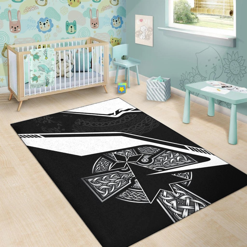 Brittany Celtic Area Rug - Celtic Cross and Brittany Stoat Ermine - Vibe Hoodie Shop