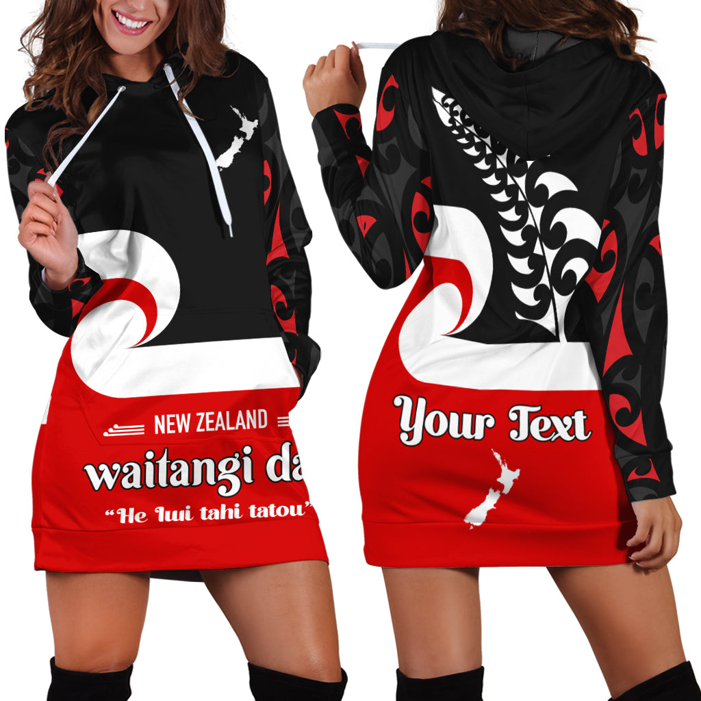 (Custom Personalised) Waitangi Day Hoodie Dress Maori Fern and Tino Rangatiratanga Flag - Vibe Hoodie Shop