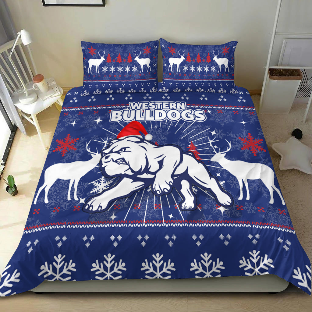 Western Bulldogs Bedding Set - Christmas Ugly Style - - Vibe Hoodie Shop