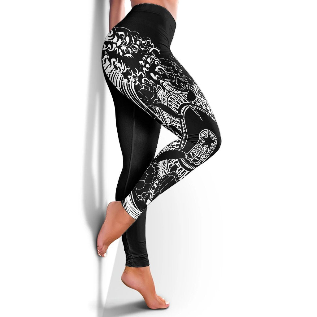 Custom Aboriginal Leggings, Torres Strait Islands in Wave (Black) - Vibe Hoodie Shop