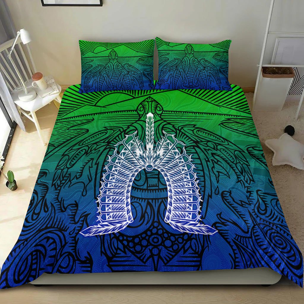 Torres Strait Islanders Bedding Set - Turtle and Dhari Mask - Vibe Hoodie Shop