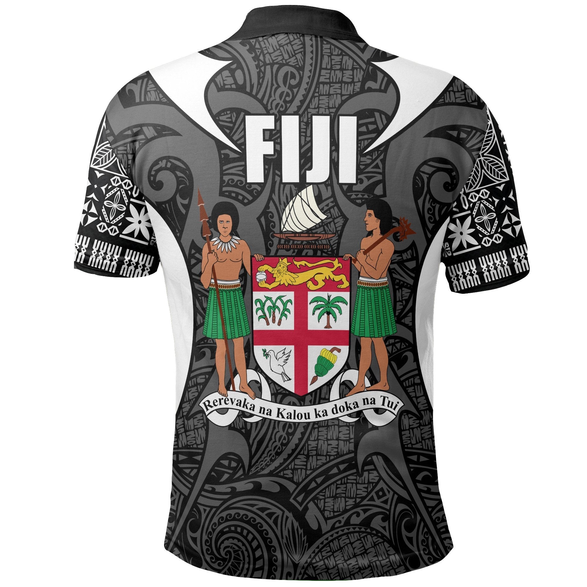 Fiji Polo Shirt - Special Fiji Black White - Vibe Hoodie Shop