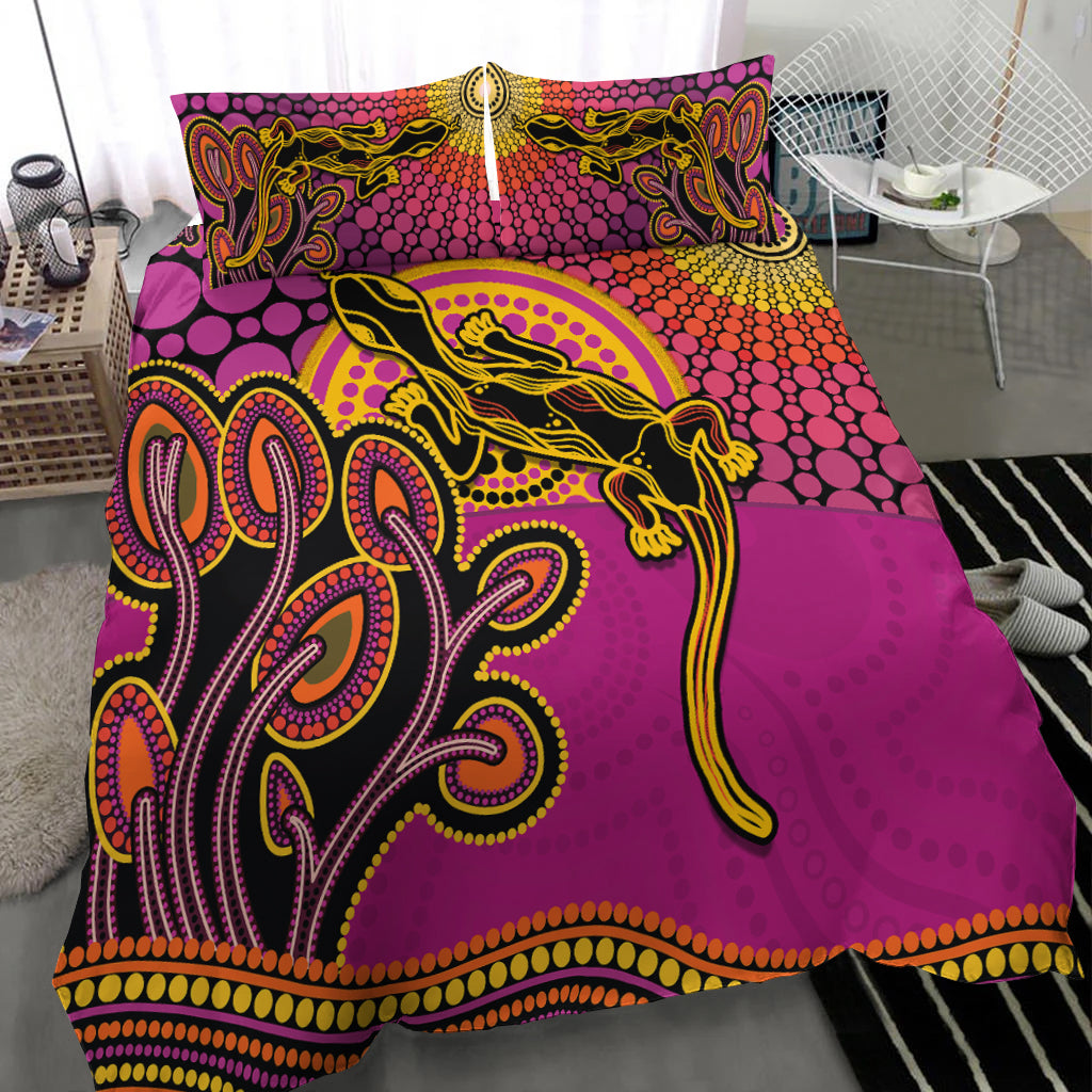 Aboriginal Lizard Bedding Set Tree On The Hill Sunshine - Vibe Hoodie Shop