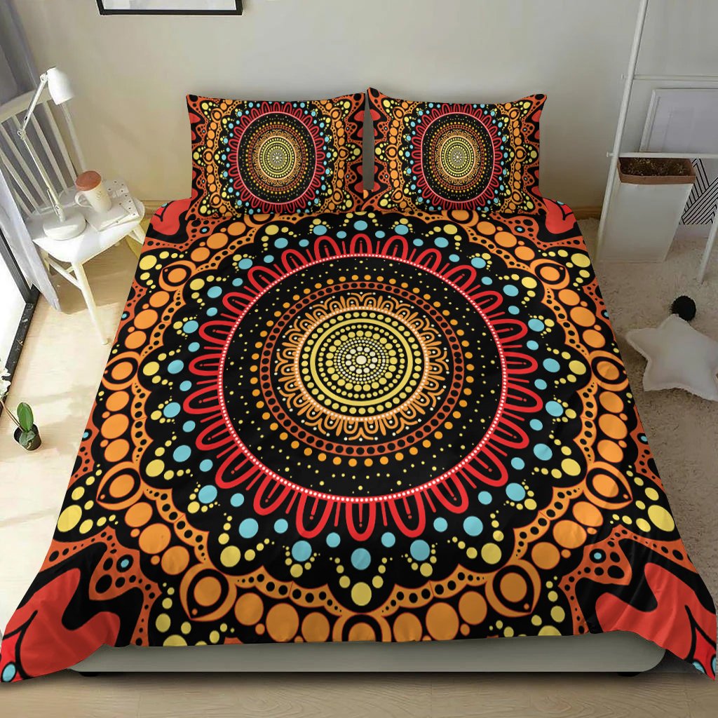 Aboriginal Bedding Set - Aboriginal Style Of Dot Painting - Vibe Hoodie Shop