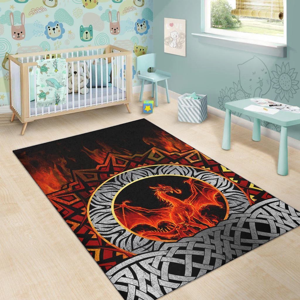 Celtic Dragon Area Rug - Fire Dragon - Vibe Hoodie Shop