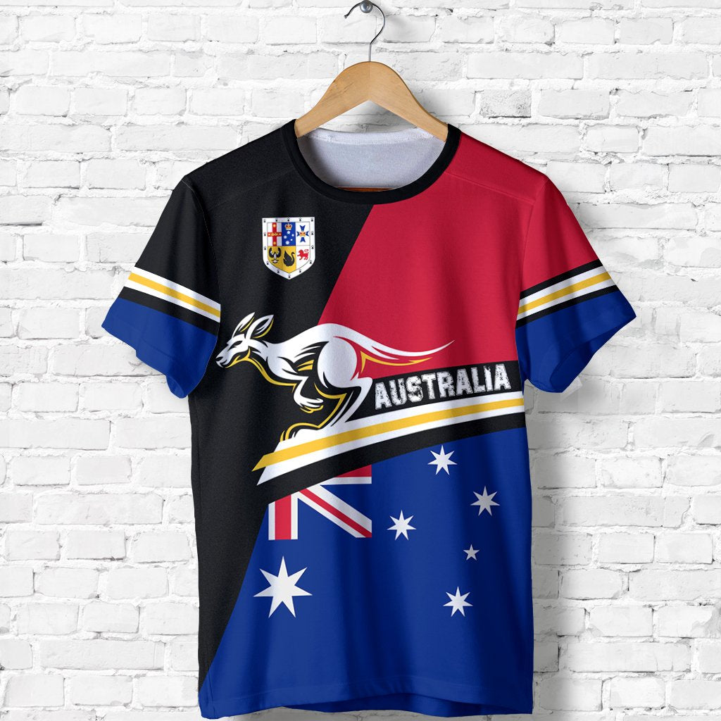 T shirt - Aus Flag T shirt Kangaroo Coat Of Arms - Unisex - Vibe Hoodie Shop