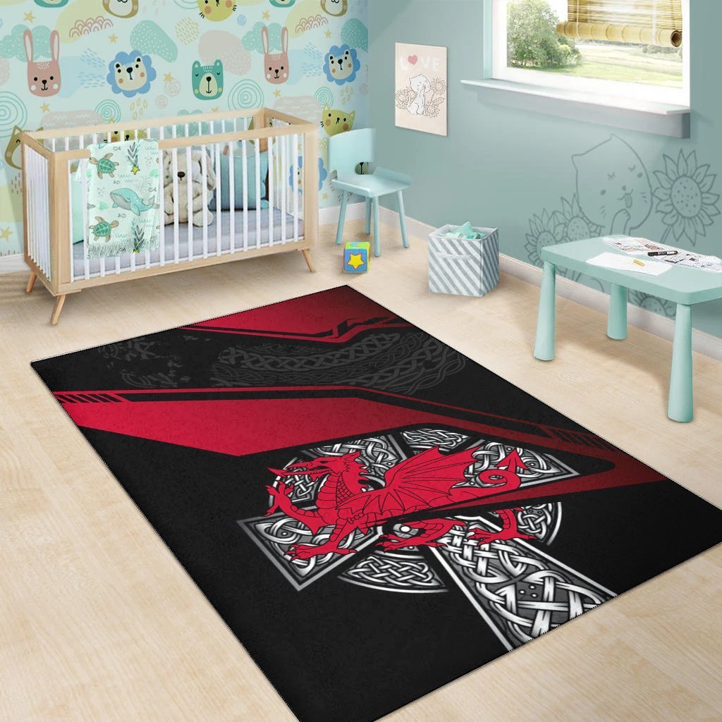 Wales Celtic Area Rug - Celtic Cross and Welsh - Vibe Hoodie Shop